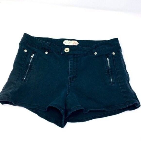 Boom boom jeans shorts black denim side zip 11 BoxF - Picture 1 of 8